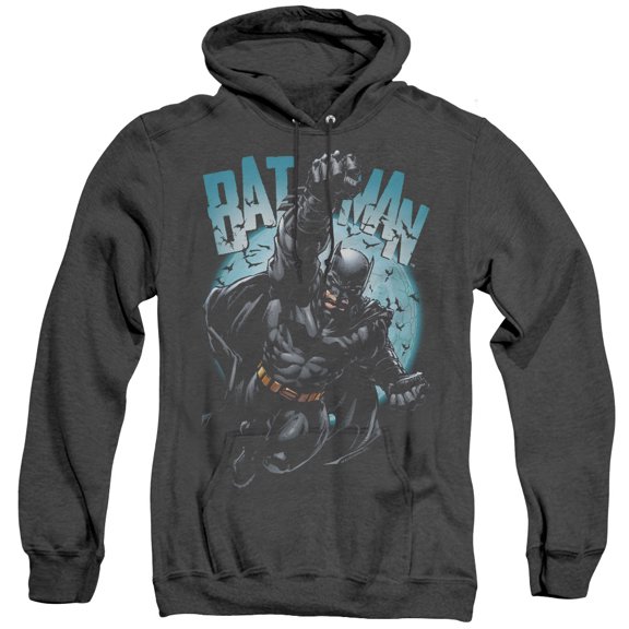 Batman Moon Knight Adult Heather Hoodie Sweatshirt Black