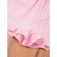 thumbnail image 6 of Haitryli Kids Girls Summer Casual Beach Shorts Solid Color Ruffled Hem Elastic Waist Lightweight Shorts Bottoms Pink 3-4, 6 of 7