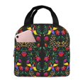 thumbnail image 1 of Fotbe Mexican Flower 2 Bolsa Térmica con Estampado y Forro de Aluminio Grueso Bolsa de Almuerzo con Bolsillo Frontal para Hombres y Mujeres, Ideal para Trabajo, Escuela, 1 of 8
