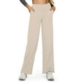 thumbnail image 3 of Wutalume Women's High Waist Straight Leg Yoga Pants, Casual Loose Fit Pants for Yoga, Pilates, Running, Lounge, Everyday,Beige L, 3 of 5