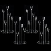 Pack of 4 Clear Taper Candle Holders for Wedding Living Room Dinner Table Christmas Decoration,Acrylic 5 Arms Candlestick Holder Centerpieces