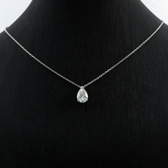 2Ct Pear Cut Moissanite Solitaire Pendant 18'Free Chain 925 Sterling Silver