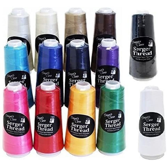 Serger Quilting Embroidery Thread Cones - 1500M Bundle of 14 Assorted Colors: