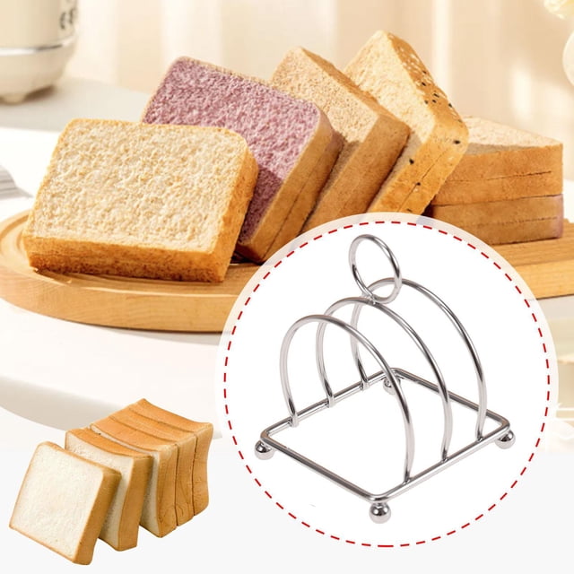 Elodie Stainless Steel Toast Rack Compact Countertop Household Serving 3 Slice Slot silver