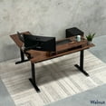 thumbnail image 3 of Desky Hardwood L-Shape Sit Stand Desk - Natural Walnut / 72 X 30 X 70 X 24 Inches / White, 3 of 7