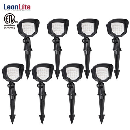 LEONLITE 8-Pack 12W LED Landscape Flood Light  12V AC/DC Low Voltage  180° Rotatable Wall Wash Lighting  3000K Warm White  IP65 Outdoor Waterproof Garden Lights  Matte Black Finish