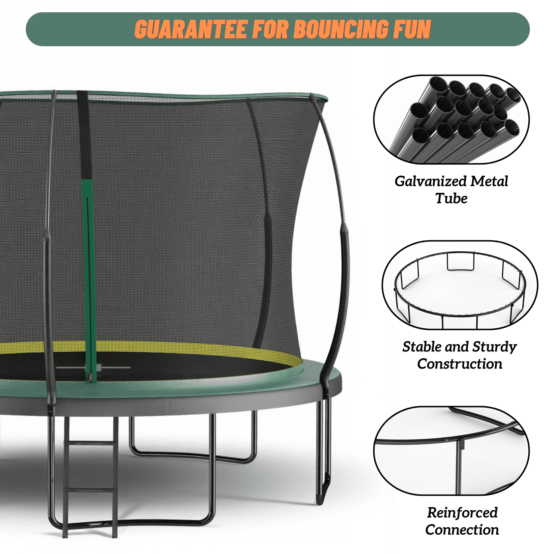 EUROCO 1500LBS Springfree 12FT Trampoline with Ladder and Storage Bag for Kids and Adults, No Gap Outdoor Trampoline for Backyard