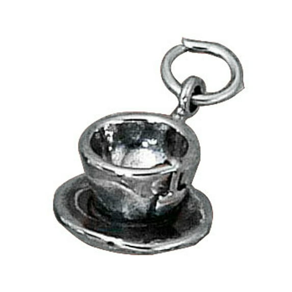 Sterling Silver 24" 1mm Box Chain Cup Saucer Pendant Necklace