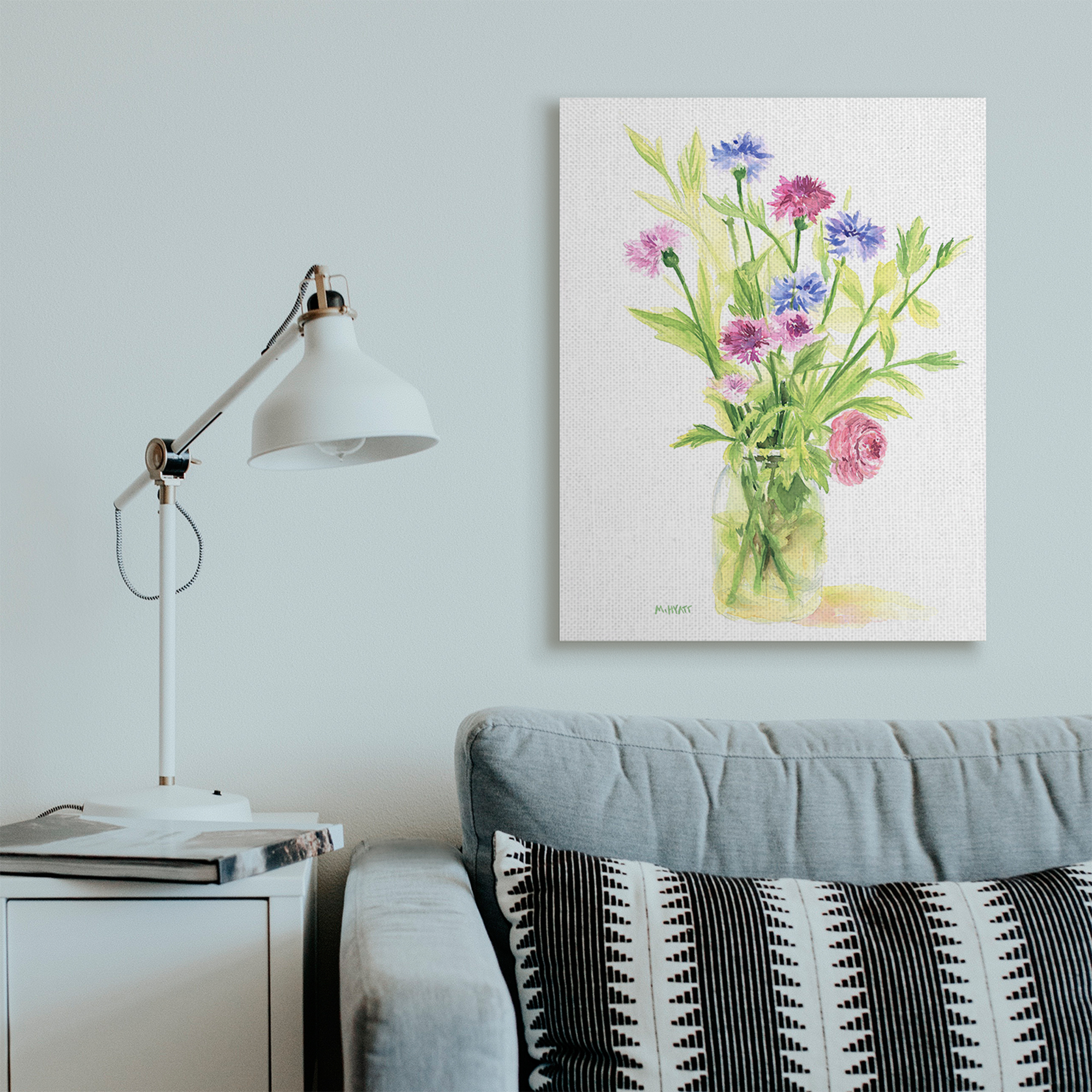 Stupell Industries Bouquet of Wildflowers Soft Green Purple Blue Watercolor Canvas Wall Art, 30 x 40, Design by Melissa Hyatt LLC