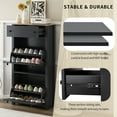 thumbnail image 4 of EUROCO 23.6"W Shoe Cabinet with 2 Flip Drawers and Wood Grain Top,Freestanding Shoe Racks Storage with Adjustable Panel, Shoe Rack Organizer Entrance Narrow Closet for Entryway Hallway,Black, 4 of 8