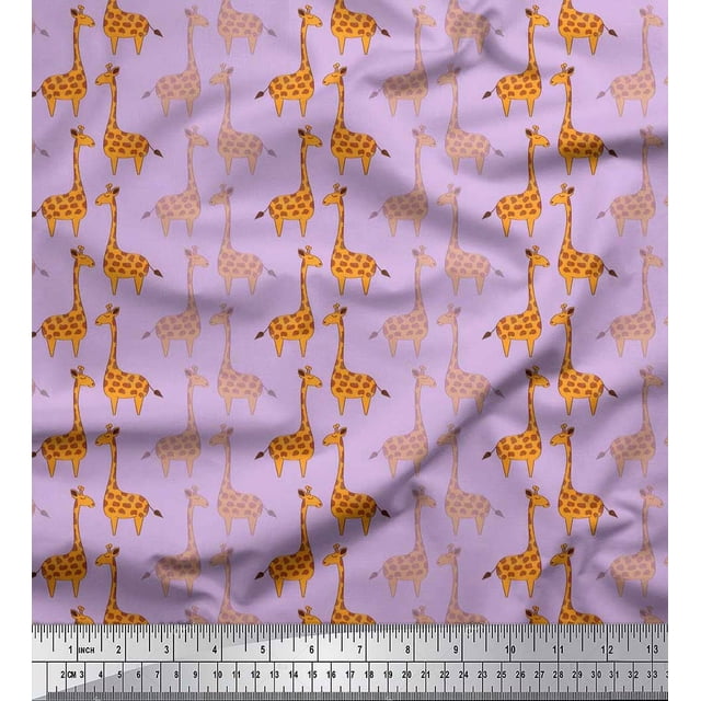 Soimoi Poly Crepe Fabric Giraffe Kids Fabric Prints by Yard 42 Inch Wide
