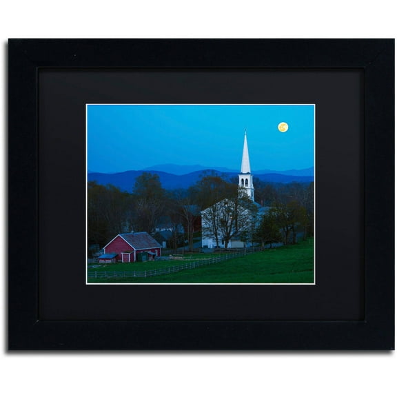 Trademark Fine Art "Moonrise at Peacham" Canvas Art by Michael Blanchette Photography Black Matte, Black Frame
