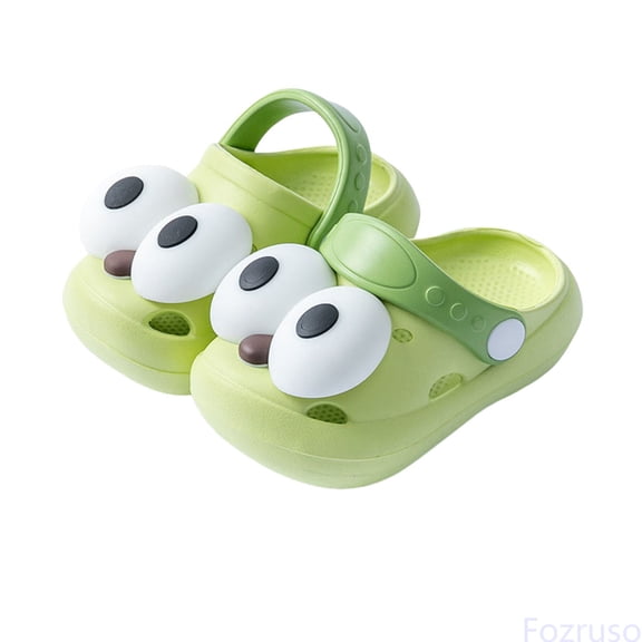 Fozruso Girls Sandals For Toddlers And Kids Soft EVA Material With Cute Big Eye Design Lightweight Comfortable For Daily Wear Indoor Outdoor,Sizes 12 Little Kid 5.5-6 Years(Green)
