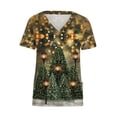 thumbnail image 4 of Pntutb Mujeres de manga corta con cuello en V tops Uniforme Árbol de Navidad Impreso Bolsillos Blusa Enfermería Pntutb Pntutb-2517, 4 of 5
