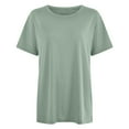 thumbnail image 4 of Womens Tops Casual Loose Fit Solid Color Tee Breathable Short Sleeve T Shirt Shirts for Women Light Green M, 4 of 4