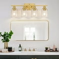 thumbnail image 5 of 4-Light Vanity Lights with Clear Glass Shades, Brushed Gold Bathroom Light Fixtures Over Mirror, Modern Bathroom Wall Lamp for Mirror Living Room Cabinet Bedroom Porch, 5 of 14