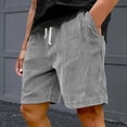 thumbnail image 2 of Lumtrix Men's Shorts Casual Corduroy Elastic Waist Drawstring Shorts for Men Workout Summer Loose Fit with Pockets Gray S, 2 of 4