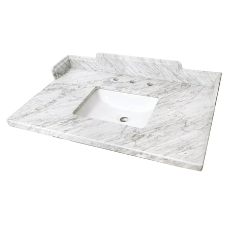 Kingston Brass KMS3622M38SQ Pemberton 36-Inch Carrara Marble Vanity Sink Top (8" Faucet Drillings) in Carrara White