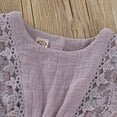 thumbnail image 5 of URMAGIC Baby Girls Lace Romper Set Ruffle Sleeve Solid Color Onesie with Headband 0-24 Months, 5 of 8