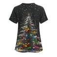 thumbnail image 3 of WMTBSRSW Christmas Scrub Tops Women Pockets Short Sleeve Working Uniform Funny Xmas Tree Print Medical Scrub Shirts Stretchy V-Neck Scurbs Green S, 3 of 4