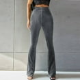 thumbnail image 2 of YYDGH Women's Velvet Pants High Waisted Flare Pants Solid Color Bell Bottom Long Pants Trousers Gray Gray, 2 of 8