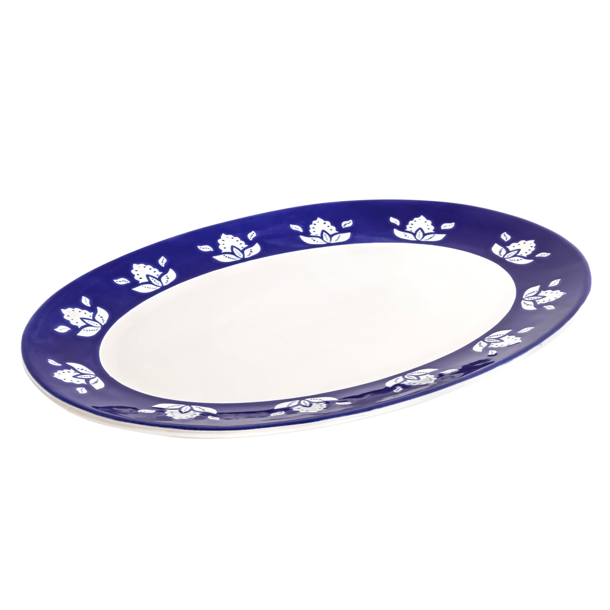 Sofia Home Large Oval Indigo Stoneware Serve Tray by Sofia Vergara