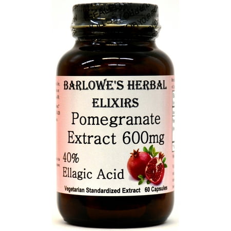 Pomegranate Extract - 40% Ellagic Acid- 60 600mg VegiCaps - Stearate Free, Bottled in Glass! FREE SHIPPING on orders over