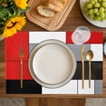 thumbnail image 4 of Red Grey Geometric Placemats Set of 6, Modern Black White Abstract Art Placemats for Dining Table, Place Mats for Kitchen Tabletop, Waterproof Wipeable Dining Table Mats Set, 4 of 9