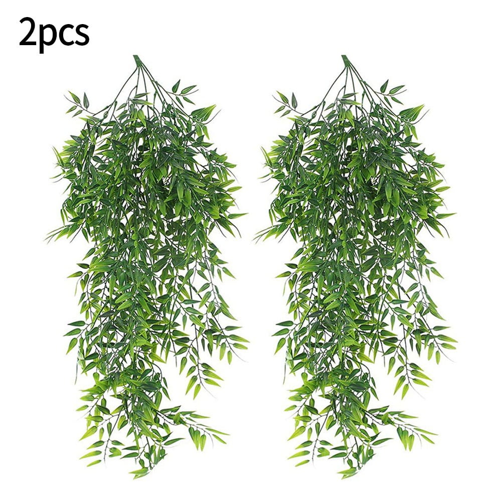 Fule Artificial Hanging Plants Fake Bamboo Leaves Plants Faux Hanging