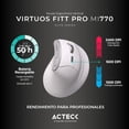thumbnail image 4 of Mouse Ergonomico ACTECK VIRTUOS FITT PRO MI770 1600dpi Inalambrico 8 botones Blanco AC-936217, 4 of 7