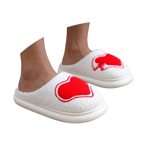 Slippers for Women Couples Valentines Memory Foam Shoes Fuzzy Heart Graphic Indoor And Outdoor Slip On Home Slippers