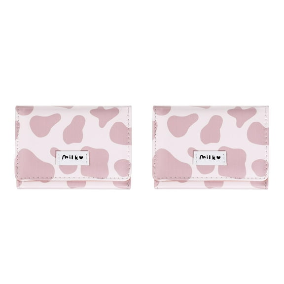 2pcs PU Leather Wallet Fashion Cow Pattern Wallet Cash Wallet Card Holder Coin Wallet for Women and Girls