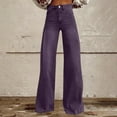 thumbnail image 2 of FRSASU Women's Wide Leg Jeans Elastic Waist Baggy Straight Denim Pants Long Palazzo Trousers with Pockets Purple, 2 of 4