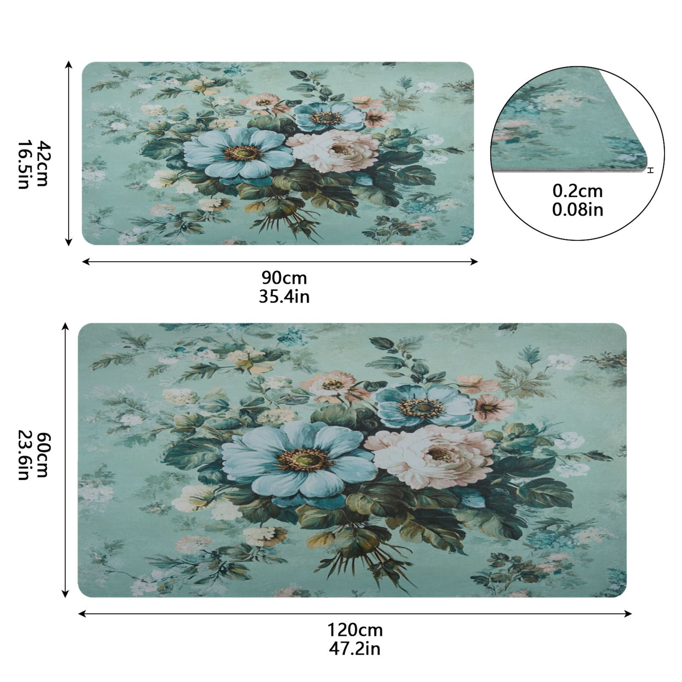 Wobogo Shabby Chic Bouquet Gaming Mouse Pad Non-slip Leather Desk Mat Water Resist Keyboard Pad for Gamer Office 16.5×35.4in