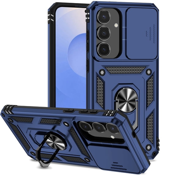 for Samsung Galaxy A26 5G Rugged Phone Case with Slide Camera Cover, Kickstand TPU Bumper Drop Proof Durable Military Grade Protective Case Cover for Samsung Galaxy A26 5G, Blue