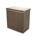 thumbnail image 4 of Villacera Two-Sided Folding Hamper – CanvasLaundry Basket with Lid, Brown, 4 of 8