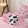 thumbnail image 5 of Manfei Cute Ribbon Bowtie Zipper Twin Comforter Sets with Fitted Sheet and 2 Pillowcases,American Soccer Zipper Bedding Set,Pink Reversible,4 Pieces, 5 of 7