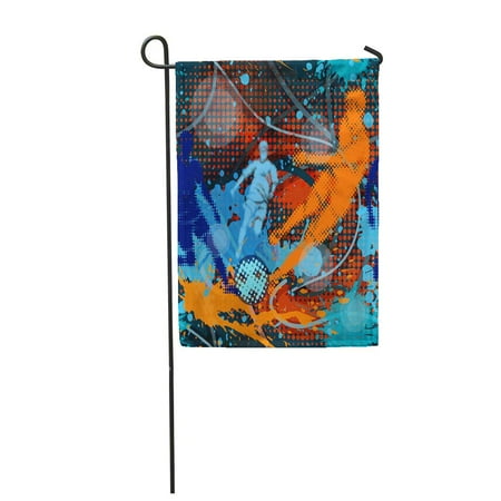 Bright Coloured Garden Furniture SIDONKU Urban Bright Colored Abstract Graffiti Motives Soccer Player Garden Flag Decorative Flag House Banner 12x18 inch ()