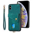 thumbnail image 4 of Nalacover for iPhone X / XS, Slim Case Wallet with Credit Card Holder, Back Flip Premium Leather Magnetic Clasp Kickstand Wirst Hand Strap Shockproof Cover For iPhone X / XS, Green, 4 of 7