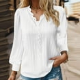 thumbnail image 2 of Long Sleeve Shirts for Women Women Spring And Autumn Lace V Neck Plain Lace Elegant Shirt Fashion Solid Color Elegant Blouse Short Sleeve Comfy Soft Tee Z0D-White, XXL, 2 of 5
