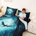 thumbnail image 3 of Feelyou Forest Flying Dragon Bed Sheets for Men Women Kids, Gothic Woodland Wildlife King Sheets, Cyan, 4pcs, 3 of 5