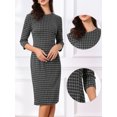thumbnail image 2 of DARING DIVA Vintage Houndstooth 3/4 Sleeve Bodycon Dress XL Dark Grey, 2 of 6
