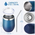 thumbnail image 2 of Neihepal 12oz Stainless Steel Wine Tumbler with Lid and Straw, Double Wall Vacuum Insulated Travel Cup, (Dark Night,4 Set), 2 of 7