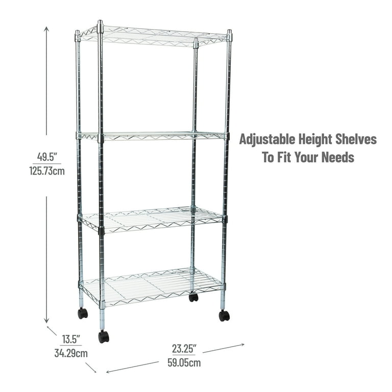 3-Tier Metal Shelving Storage Unit, Size: Silver