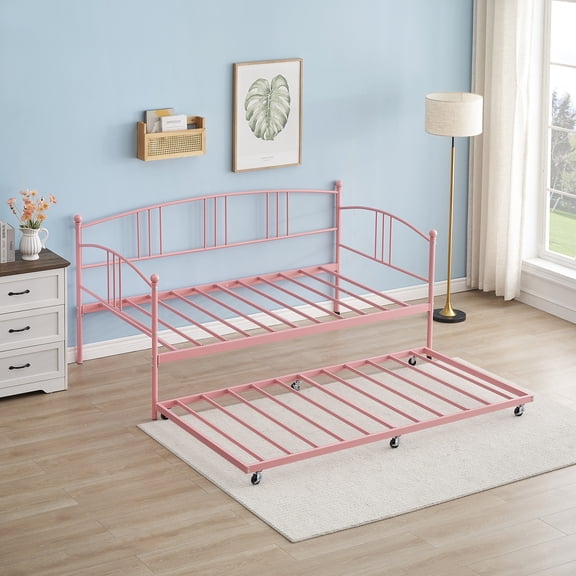 Sturdy Metal Daybed – Arched Headboard Sofa Bed with Steel Slat Support, Versatile Design for Living Room, Bedroom & Guest Room