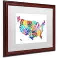 thumbnail image 2 of Trademark Fine Art 'United States Typography Map 2' Canvas Art by Michael Tompsett, White Matte, Wood Frame, 2 of 4