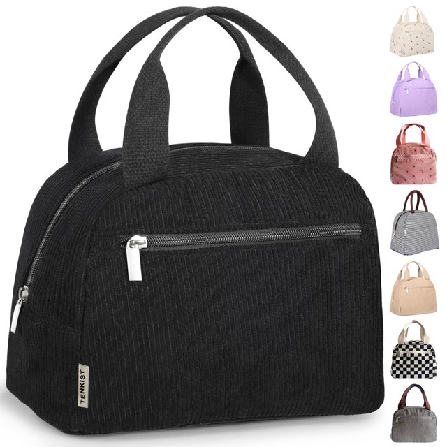 Bolsa Térmica de Almuerzo TENKIST de Pana Aislada 8L Negra