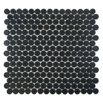 Matte Black Penny Round Porcelain Mosaic Floor Wall Tile for Backsplash Kitchen, Bathroom Shower, Accent Decor on 12x12 Mesh for Easy Installation (Box of 10 Sq.Ft.)