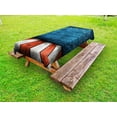thumbnail image 1 of Primitive Country Outdoor Tablecloth, Rustic Empty Wooden Pattern Interior American Flag Design, Decorative Washable Fabric Picnic Tablecloth, 58 X 104 Inches, Pale Grey Blue Orange, by Ambesonne, 1 of 2