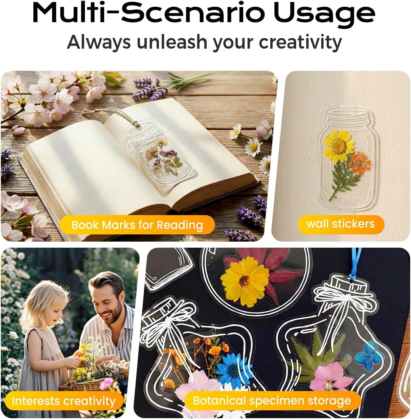 Add a Touch of Spring to Your Books with This Easy DIY Dried Flower Clear Bookmark, 2026 New Dried Flower Bookmark kit, Pressed Flower Bookmarks for DIY Flower Page (80PSC)